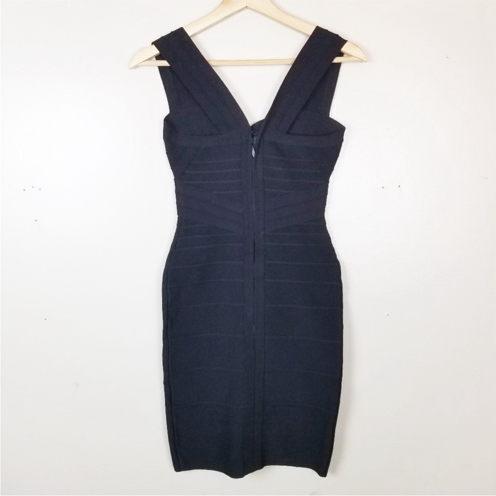 HERVE LEGER Y2K Sweetheart Neck Black Bandage Mini Bodycon Dress Sleeveless S - Picture 4 of 11